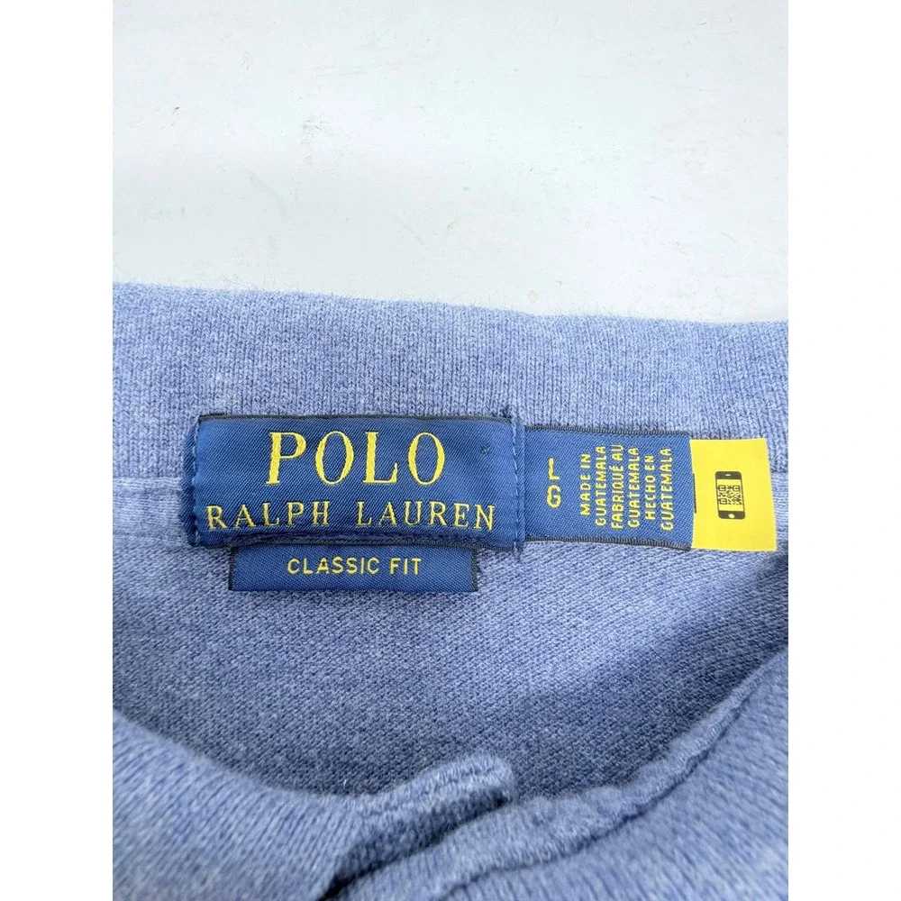 Polo Ralph Lauren Mens Classic Fit Short Sleeve Polo Shirt Blue Heather Large L